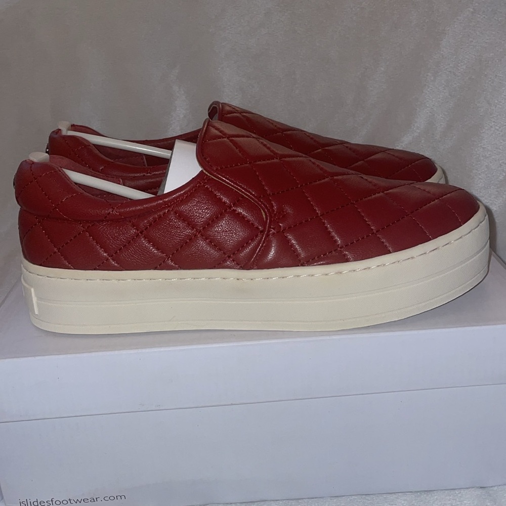 NWT J/SLIDES HARLEE Red Leather Slip-on Sneaker - Picture 9 of 14